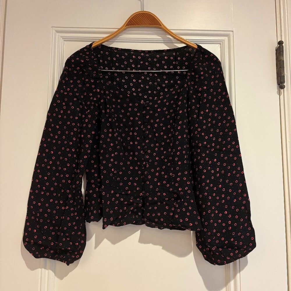 Old Navy Black Puff Sleeve Blouse - Women's XS